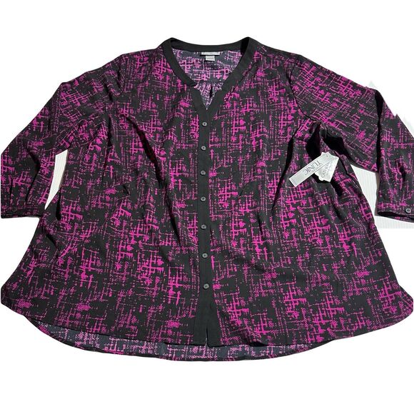 Catherines L'Attitude Tunic Top Size 3X Inverted Notch Button Front NWT - Picture 1 of 11